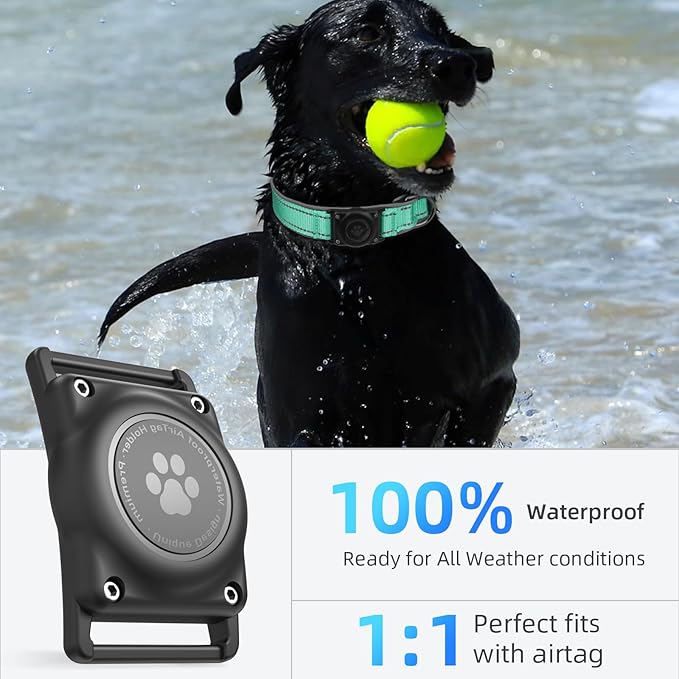 Airtag Dog Collar - 100% Waterproof Air tag Dog Collar Holder for Apple AirTag, Reflective, Soft Padded, Everlasting, GPS Dog Collar for Small Medium Large Dogs (Teal, M)-Mewly Pet