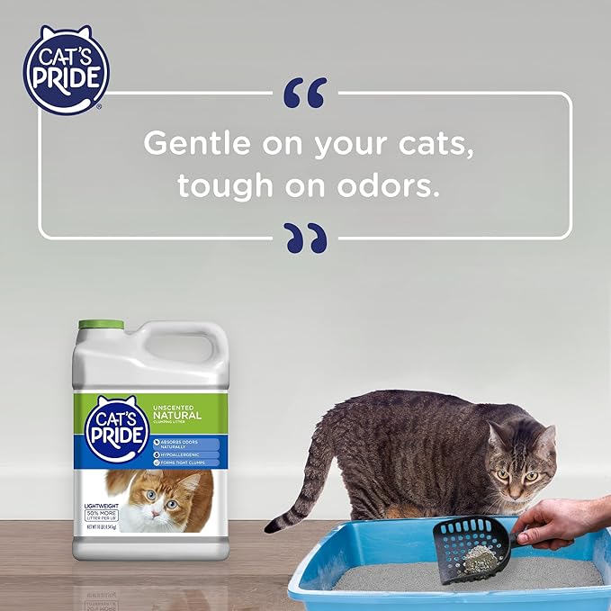 Cat's Pride Lightweight Clumping Litter: Natural - Powerful Odor Control - Unscented, 10 Pounds-Mewly Pet