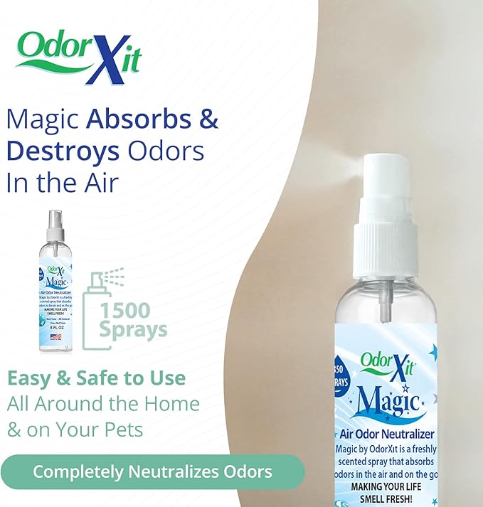 Magic Air Odor Neutralizer Spray, Powerful Dog & Cat Urine Odor Neutralizer, Safe Air Refresher for Home, Safe Odor Absorber for Pet, Closet & Any Strong Odor Remover, 8oz-Mewly Pet