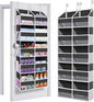 Heavy Duty Over The Door Organizer 5 Tiers, Extra Large Behind Door Storage of 10 Big Front & 10 Mesh Pockets, 80lb Weight Capacity, Hanging Doors Storage Organizer for Closet Bedroom Nursery, Grey