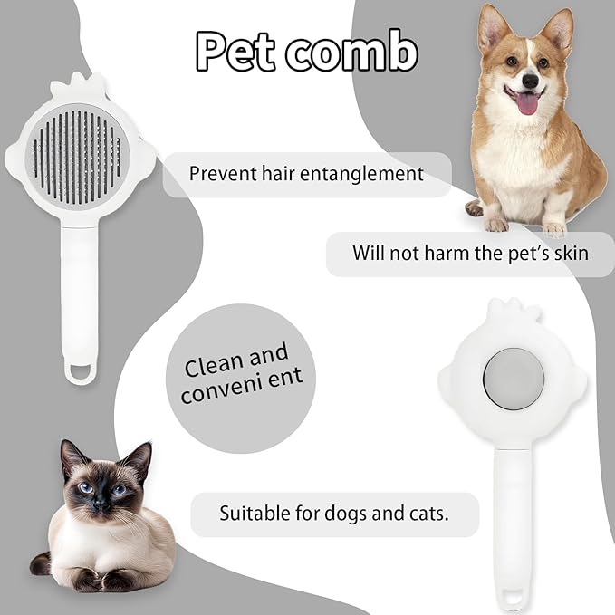 Zoocozy Cat Brush for Shedding, Dog Deshedding Brush, Pet Hair Removal Tool for Puppy Pitten(White)-Mewly Pet