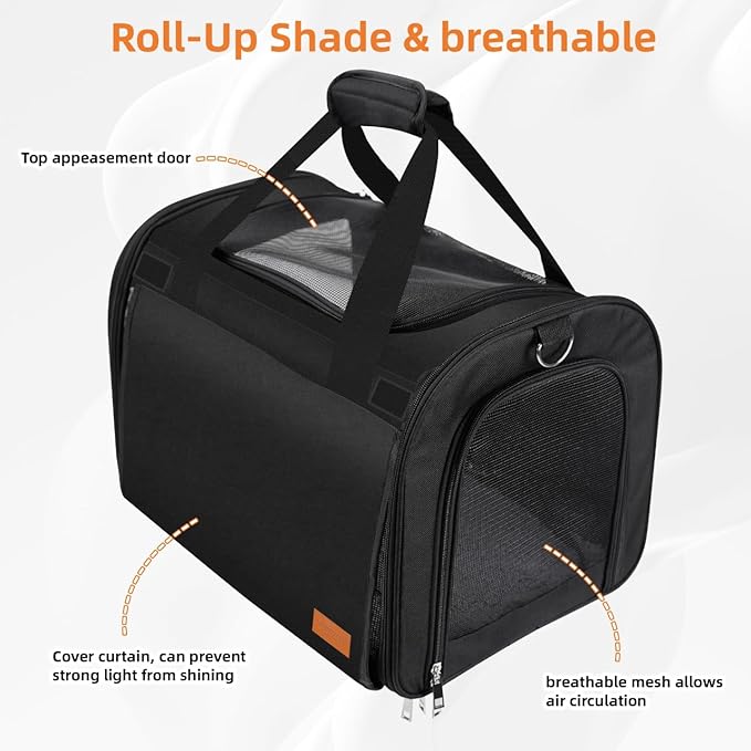 TWDEPART Cat Carrier Backpack - Multifunctional, Firm & Foldable with Roll-Up Shade, Breathable Design Includes Collapsible Bowl & Cushion (Black)-Mewly Pet