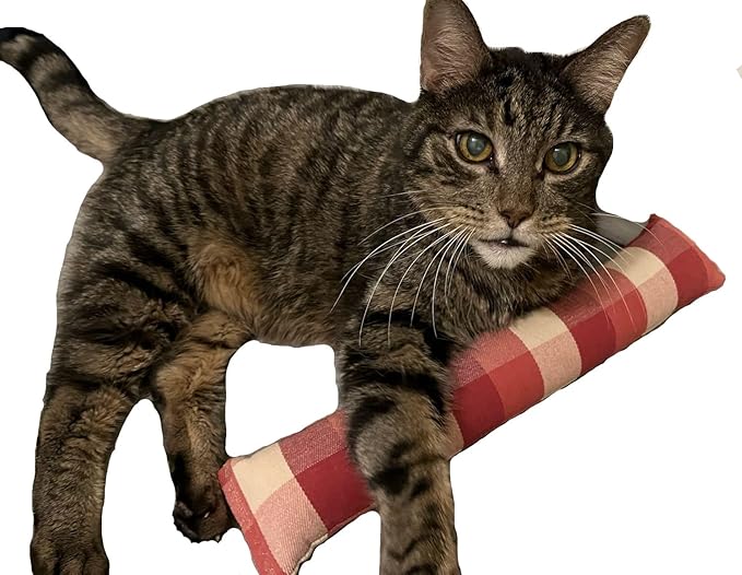 15" Catnip Cat Kicker Toys/Kitty Kick Sticks/Cat-Nip Kick Sticks (Beige and Red Plaid) (Kickers Filled with 1 oz Premium Canadian Catnip)-Mewly Pet