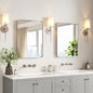 USHOWER Brushed Nickel Bathroom Mirrors 22"x30" 2 Pack, Silver Rectangle Mirrors for Over Sink, Rounded Corner, Aluminum Frame, Anti-Rust, Tempered Glass, Horizontal or Vertical Mounted