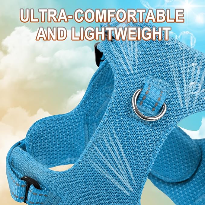 Dog Harness Step in Dog Vest Harness, Reflective Adjustable Puppy No Pull Harness Breathable Soft for Small and Medium Dogs Cats, Blue, XS-Mewly Pet