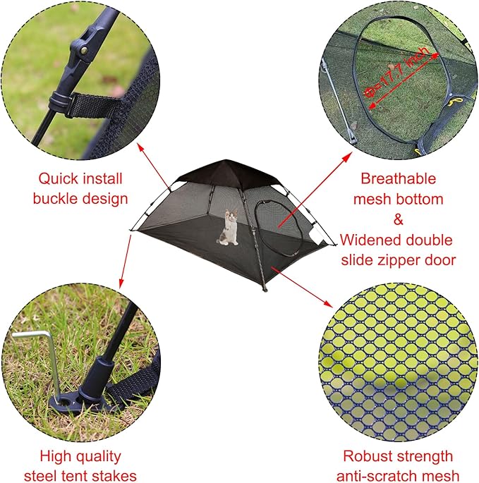 AICHIFAN Mini Cat Tent for Outside Playpen Pop Up Indoor Pet Cat Enclosures Portable Sunshade and Anti-UV Cat Playhouse for SUV Pickup Truck (Play Tents for Cats and Small Animals) - Outside Habitat-Mewly Pet