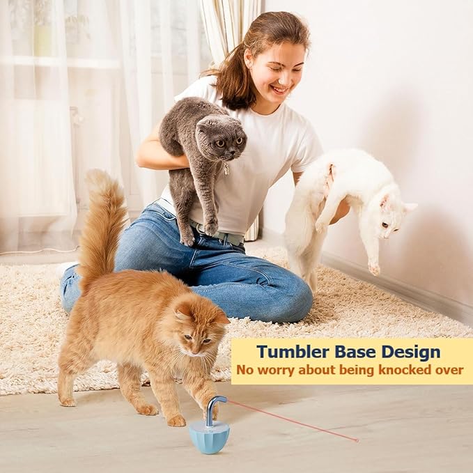 Cat toys for indoor cats Laser pointer, Interactive cat toy for bored Indoor adult Cats, Automatic cat toys laser pointer,Random Trajectory and Tumbler Base, USB rechargeable, laser for cats-Mewly Pet