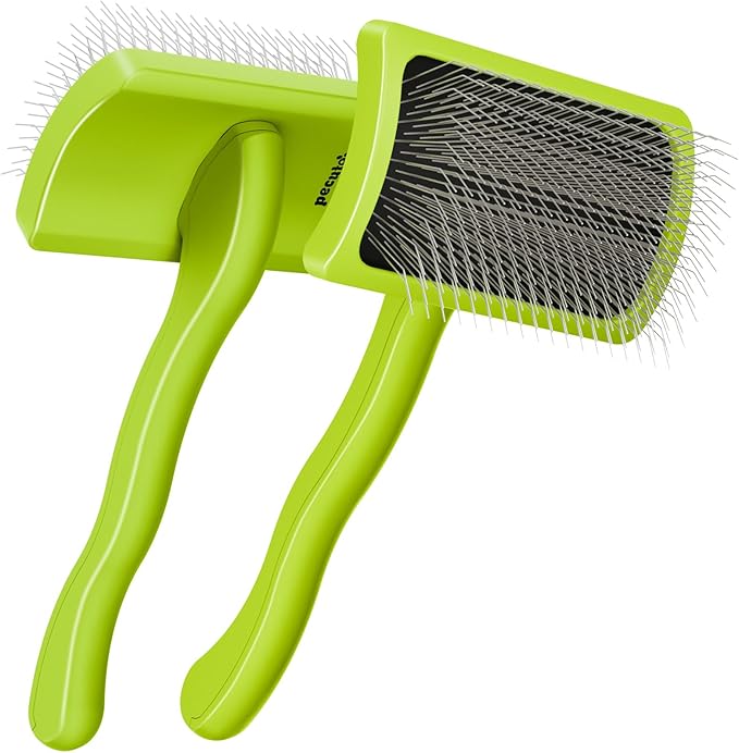 Pecute Slicker Brush for Dogs & Pet Comb, Professional Grooming Dog Brush for Goldendoodles, Poodles, Labradoodles, with Extra Long Soft Pins to Effectively Remove Tangles, Knots and Mats, 2PCS-Mewly Pet
