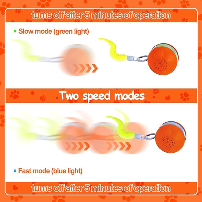 AIERSA Interactive Cat Toys for Indoor Adult Cats, Automatic Self-Play Cat Ball Toy for Kitten to Keep Them Busy, Electric Moving Chase Toy (Orange)-Mewly Pet