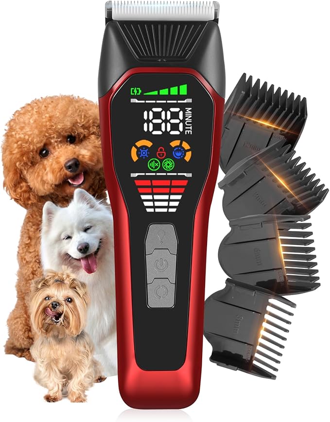 Wide Blade Dog Cat Clippers - Professional Cordless Grooming Tools for Thick Coats - Low Noise Pet Hair Trimmer Kit-Mewly Pet