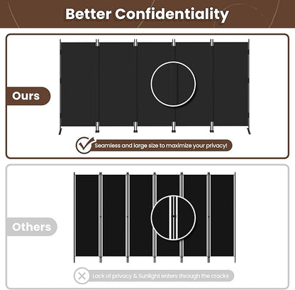 JAXPETY Room Divider 5 Panel Privacy Screen Wall Dividers for Room Separation Flexible Partition Folding Portable Room Partition for Office 145" W x 73" H, Black