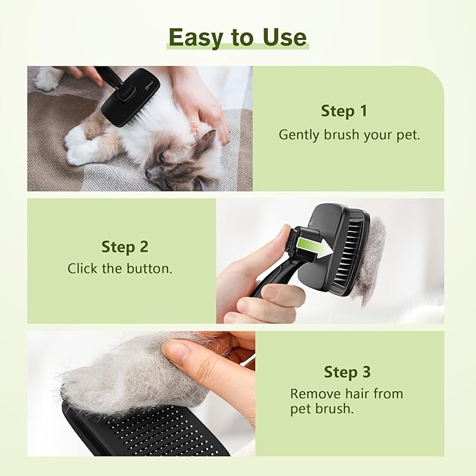 Pecute Self-Cleaning Slicker Brush for Dogs, Cats, Lightweight Dog Brush for Shedding Massaging Grooming, Cat Brush Gently Removes Loose Fur Undercoat for Small Dogs Cats Rabbits of All Hair Types-Mewly Pet