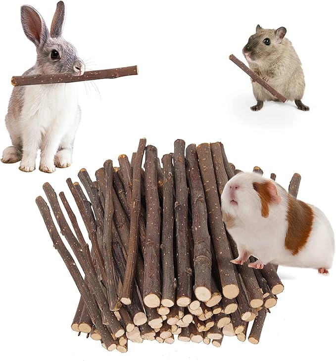 600g Apple Sticks Molar Wood Treats, Rabbit Toys Chinchilla Guinea Pig Bunny Toys Wood Chews Sticks for Teeth Rabbit Food Guinea Pig Hamster Gerbil Chews Small Animals Snacks(150 Pcs)-Mewly Pet