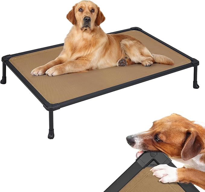 Veehoo Chew Proof Dog Cot, Non Chewable Large Bed, Anti-Scratch Durable Hammock Raised Place for Training Platform, Outdoor Cooling Off Ground, CWC2420ACP-Mewly Pet