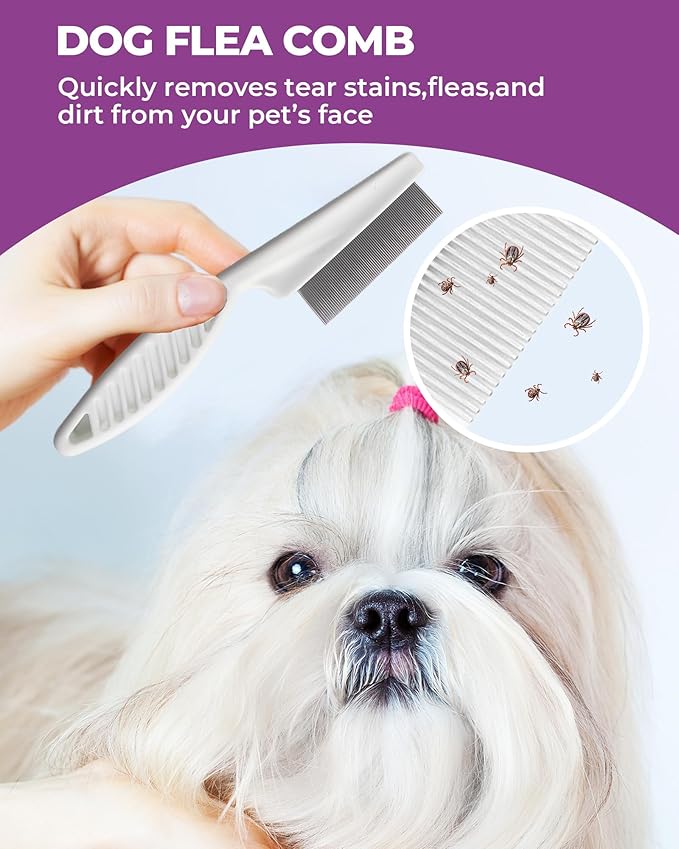 Dog Brush for Shedding Grooming,6 Pack Long-Pin Brush Set for Long Haired Dog Cat Goldendoodles Poodles Doodles Purple-Mewly Pet