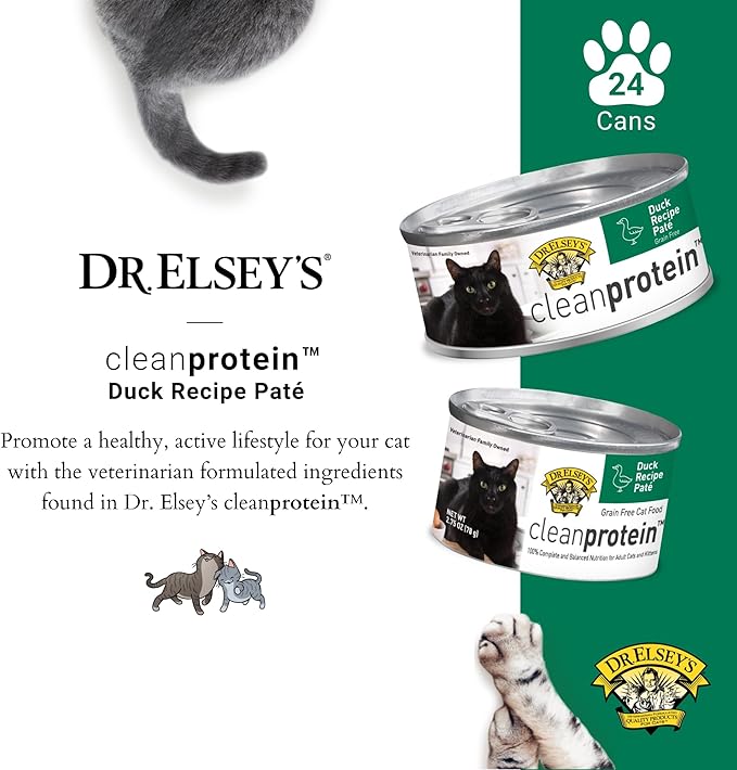 Dr. Elsey's cleanprotein Duck Recipe Wet Cat Food Case of 24, 2.75 oz Canned Food-Mewly Pet