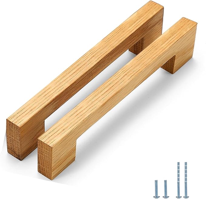 Burlywood Square 5 in 2 pcs Wooden Drawer Pulls Handle pulls for cabinets Kitchen Cabinet Drawer pulls Cabinet Door Pull