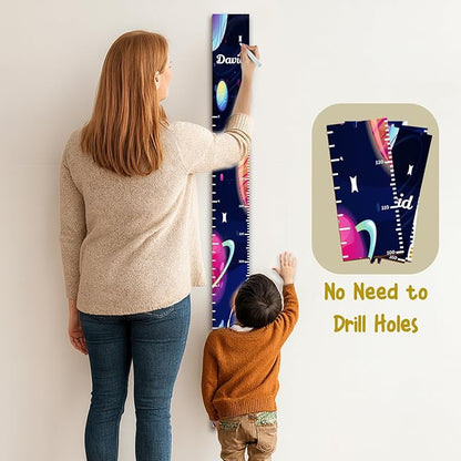 Personalized Growth Chart for Wall, Wooden Height Chart for Kids, Cute Height Measurement for Child/Girls/Boys, Baby and Toddler's Playroom/Kid's Room/Nursery Decor, Astronaut