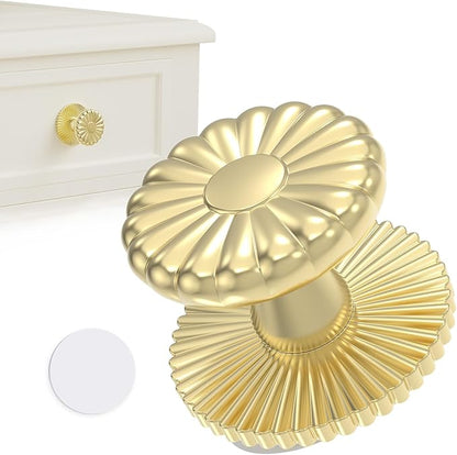 Self Adhesive Drawer Knobs, Self Stick Door Pull Handles, Zinc Alloy No Drilling Cabinet Knobs for Drawer, Closet, Window, Dresser, Sliding Barn/Glass Shower/Balcony Door (1, Gold)