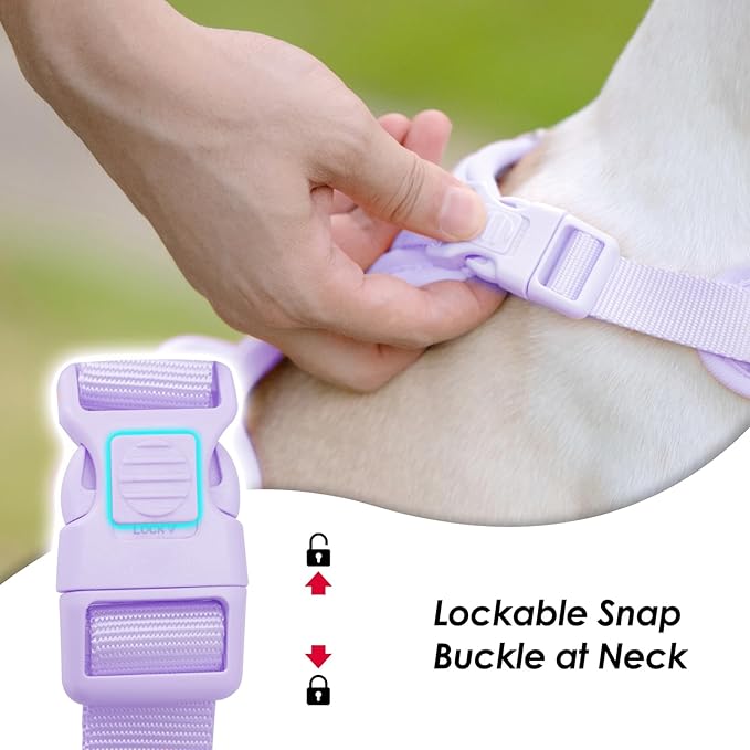 No Pull Dog Harness, Puppy Vest with Front Clip for Small Medium Large Sized Dog(Light Purple,XL)-Mewly Pet