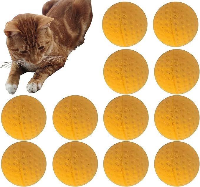 Cat Golf Balls for Indoor Cats Toy Ball Kitten Toys Interactive Cat Ball Sponge Foam Sponge Soccer Balls (Yellow)-Mewly Pet