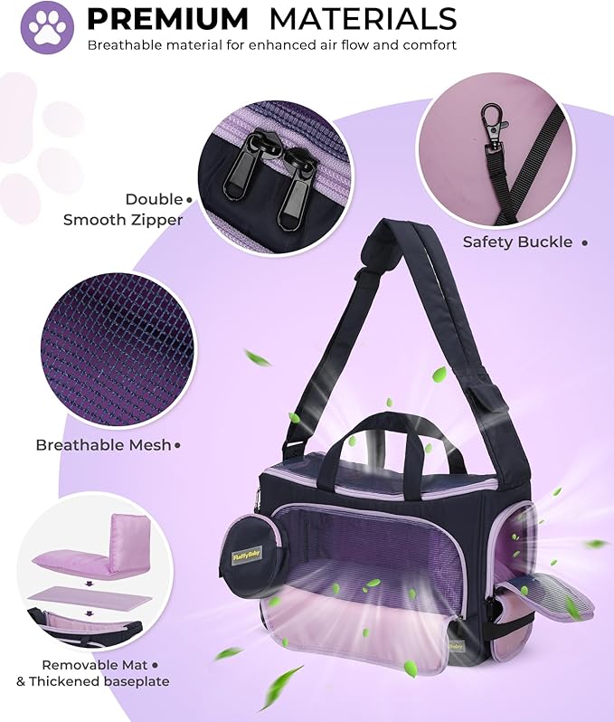 Small Dog Sling Carrier, Front Facing Dog Carrier Sling, Hands Free Pet Carriers Bag with Padded Adjustable Strap and Poop Dispenser Machine Washable for Small Dogs Cats Travel Outdoor-Black-Mewly Pet