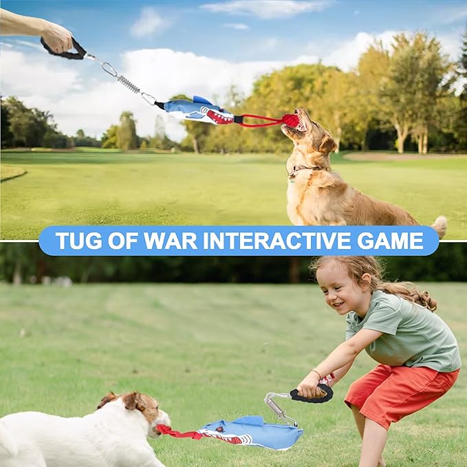 Dog tug of war Toy with Handle,Interactive Dog Toys with Squeak for Aggressive chewers, Durable Bungee Cord Toy with chew Ball-Mewly Pet