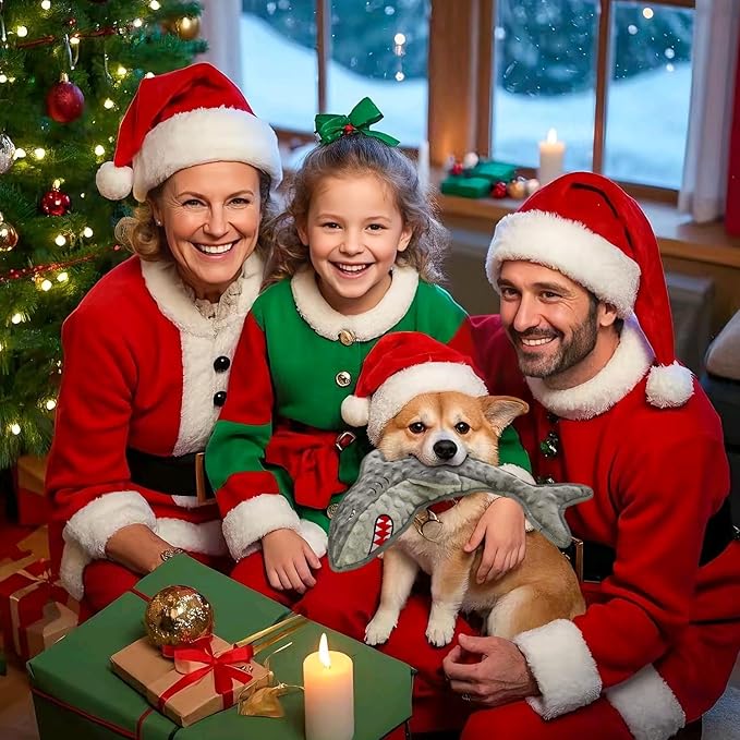 Dog Toy Squeaky Chew Dog Toys No PP-Cotton,no Stuffed for Small, Medium, Large Breed Dogs Interactive Hours of Fun,Gray-Shark-Mewly Pet