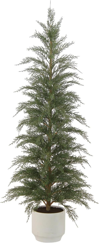 CG Hunter Holiday Collection, 4 ft Faux Cedar Tree, Premium Artificial Indoor Cedar Tree Stands 48 inTall, Pot–Perfect Christmas Decoration