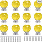 12 Pcs 30mm Round Shape Crystal Glass Cabinet Knobs with Screws Drawer Knob Pull Handle Used for Kitchen, Dresser, Door, Cupboard(Yellow)