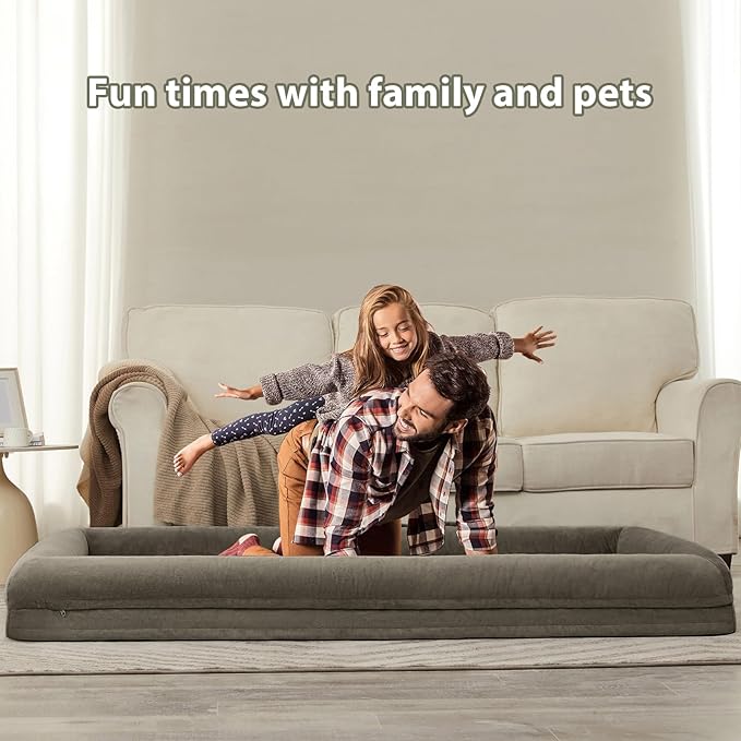 WNPETHOME Human Dog Bed for Adult, Washable Dog Couch with Removable Waterproof Cover, Orthopedic Large Pet Sofa Bed with Bolster Sides for Sleeping-Mewly Pet