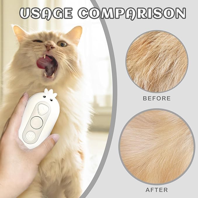 3-in-1 Rechargeable Steam Brush for Cats & Dogs - Anti-Static Spray Pet Grooming Brush with Warm Mist Massage, Hair Shedding Control, Detangling Comb & Cleaning Tool for Effective Deshedding-Mewly Pet