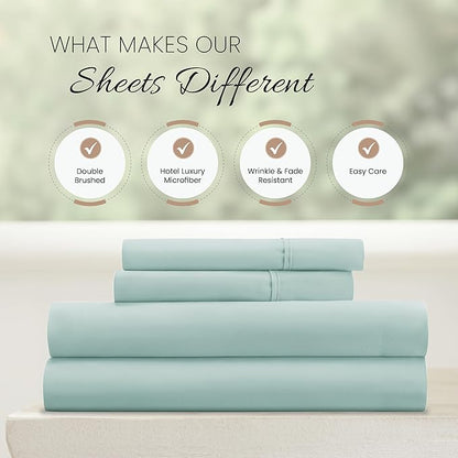Linen Market Bed Sheets for California King Size Bed (Aqua) - Sleep Better Than Ever with These Soft and Cooling California King Sheets - Deep Pocket Fits 16" Thick Beds - 4 Piece Cal King Sheet Set