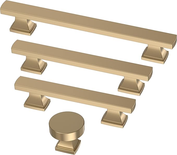 FRANKLIN BRASS Tiered Foot (10-Pack) Cabinet Handles 3-3/4" Hole Center Pulls | Champagne Bronze Hardware Kitchen Door, Drawers, Dressers, Furniture P49573C-CZ-B