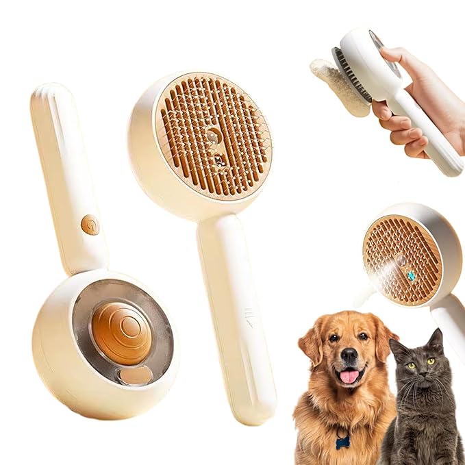Steam Pet Grooming Brush for Dogs & Cats – Self-Cleaning De-Shedding & Hair Removal Comb with Water Spray, Anti-Static & Massage Tool for Long & Short Hair by Vivid Creations-Mewly Pet