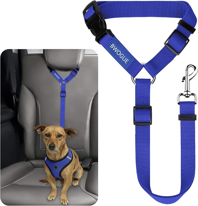 BWOGUE Pet Dog Cat Seat Belts, Car Headrest Restraint Adjustable Safety Leads Vehicle Seatbelt Harness (1 Pack)-Mewly Pet