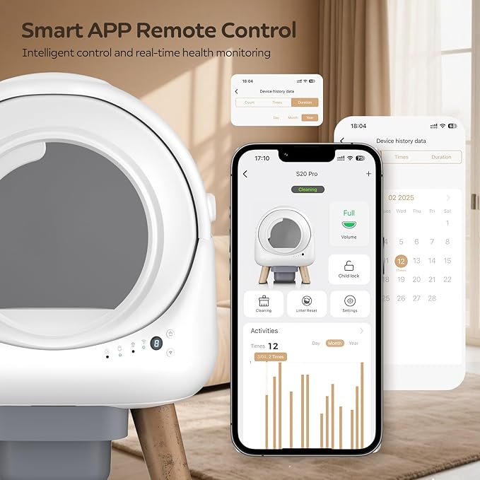 Self Cleaning Litter Box,Automatic Cat Litter Box for Multiple Cats,Robot with APP Control,Dual Safety Protection,Odor-Free Waste Disposal Includes Trash Bags,White-Mewly Pet