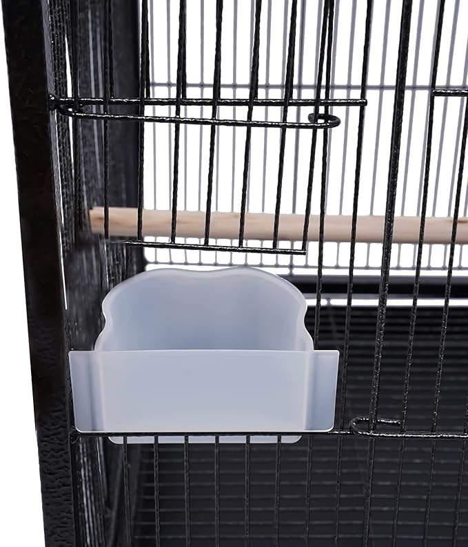 40-Inch Wrought Iron Bird Cage with Open-Top and Rolling Stand, Movable Parrot Cage Pet Bird Flight Cage, 360 Degree View Spacious Interactive Roof Pet Bird House for Medium&Small Birds-Mewly Pet