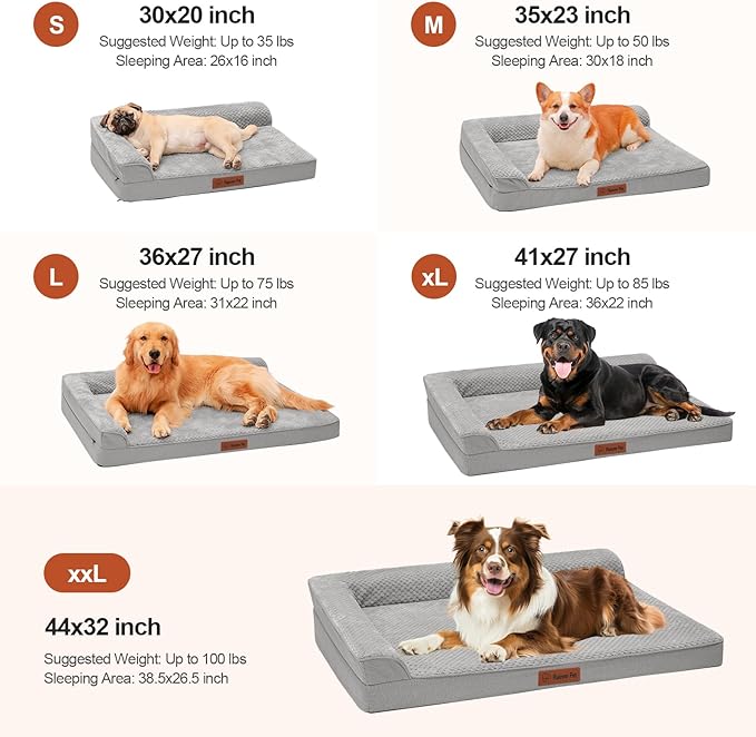 Orthopedic Dog Bed Medium Size Dog, 3 Inch Memory Foam Pet Bed for Small and Medium Dogs, Washable Removable Cover, Nonskid Bottom, Waterproof, 30x20 Inches S Light Grey-Mewly Pet