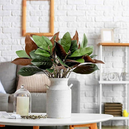 4 Pcs Magnolia Artificial Leaves Branches 25 Inch 3D Real Touch Pick Faux Magnolia Stems Fake Leaves Twigs for Indoor Outdoor Vase Filling Home Wedding Floral Arrangement Decoration