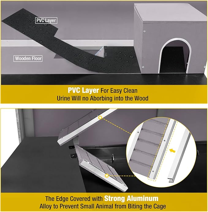 Aivituvin Guinea Pig Cage Chew Proof Hamster Cage Metal Frame Rat House Small Animal Habitat Critter Nation Cage 2 Levels Double Use Movable-Mewly Pet