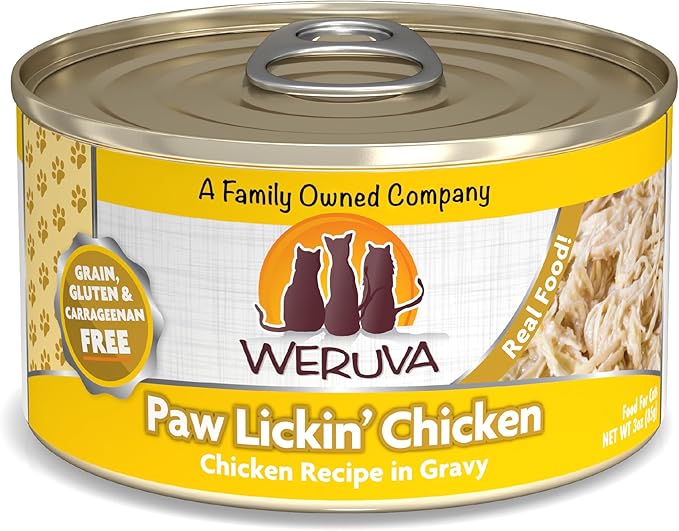 Weruva Classic Cat Food, Paw Lickin’ Chicken with Chicken Breast in Gravy, 3oz Can (Pack of 24)-Mewly Pet