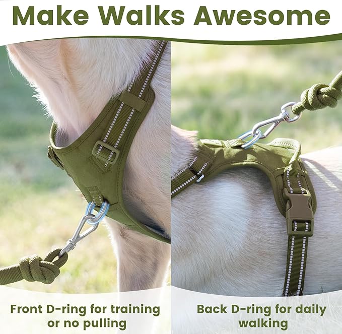 No Pull Dog Harness, Reflective Puppy Vest for Small Medium Large Sized Dog (Misty Green,S)-Mewly Pet