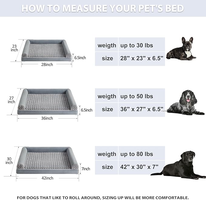 BFPETHOME Dog Beds for Large Dogs, Orthopedic Dog Bed for Medium Large Dogs,Big Waterproof Couch Pet Bed with Removable Washable Cover-Mewly Pet