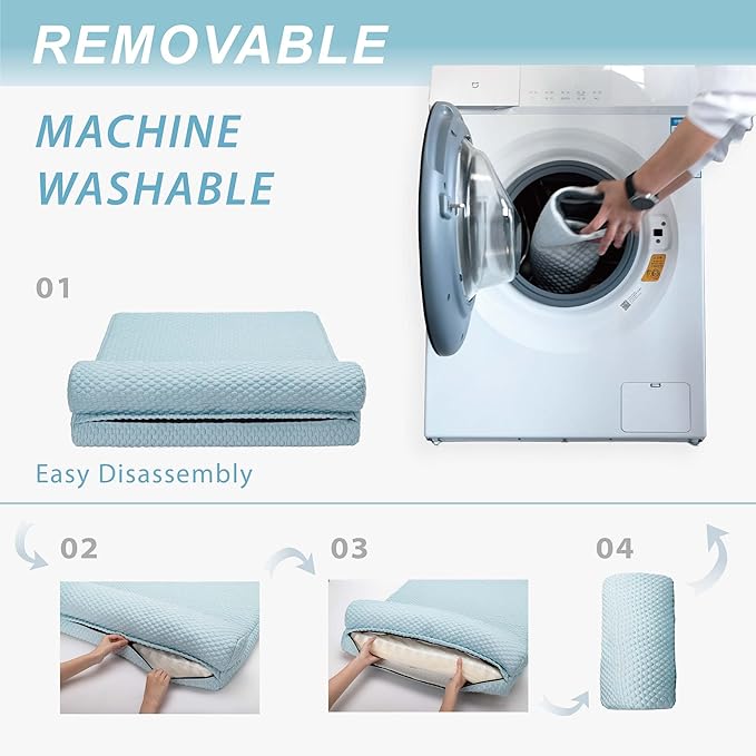 Tinaco Dog Cooling Bed for Large Dogs, Orthopedic Dog Bed with Removable Cover, Washable Dog Couch Bed for Small Medium Large Cats Dogs(WhiteBlue, X-Large)-Mewly Pet