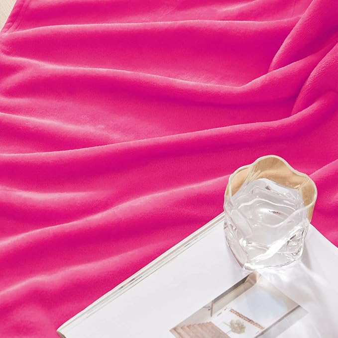Exclusivo Mezcla Fleece Throw Blanket for Couch, Sofa, 300GSM Super Soft and Warm Blankets, Hot Pink Throw All Season Use, Cozy, Plush, Lightweight, 50x60 Inches