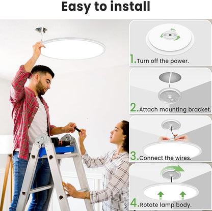 zemty 2Pack 20 inch LED Flush Mount Ceiling Light, 50W 5000lm Large Light Fixture, 3 Color Temperature in One 3000k 4500k 6000K Round Modern Ceiling Lamp for Bedroom Kitchen Dining Room (White)