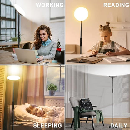 Upgraded Torchiere Floor Lamp,36W 3600LM Super Bright LED Floor Lamp for Living Room Bedroom Office, Dimmable Modern Standing Tall Lamp with Remote & Touch Control