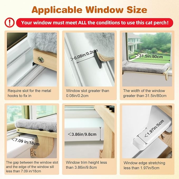 Oversized Cat Window Perch, 31.5 x 14.96 in, Cat Window Hammock with Plush Bolster for Large Felines and Multi Felines, Adjustable Cats Bed for Windowsill, Bedside, Cabinet & Drawer (Gray)-Mewly Pet