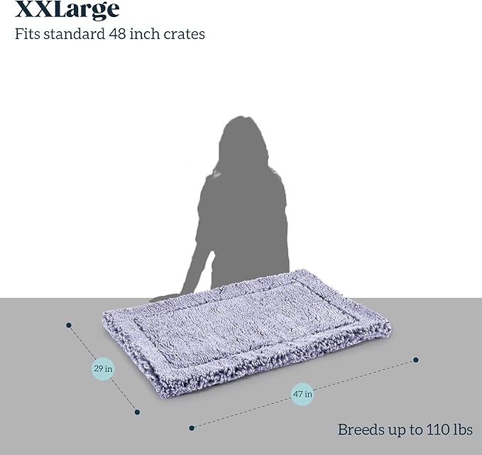 Stoutwool Indestructible Dog Bed - Fluffy Chew Proof Dog Crate Pad - Tough Kennel Pad for Aggressive Chewers - Ideal for Extra Large Breeds & Fits 48-Inch Crate - 47"x29", Jacaranda-Mewly Pet